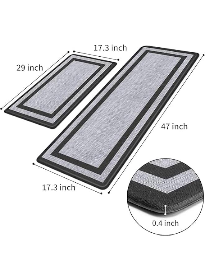 2PCS Kitchen Mat  Rug, Cushioned Anti-Fatigue Kitchen Floor Mat, Non-Slip Waterproof Kitchen Mats and Rugs Ergonomic Comfort Standing Mat for Kitchen, Floor Home, Office, Sink, Laundry - Image 2