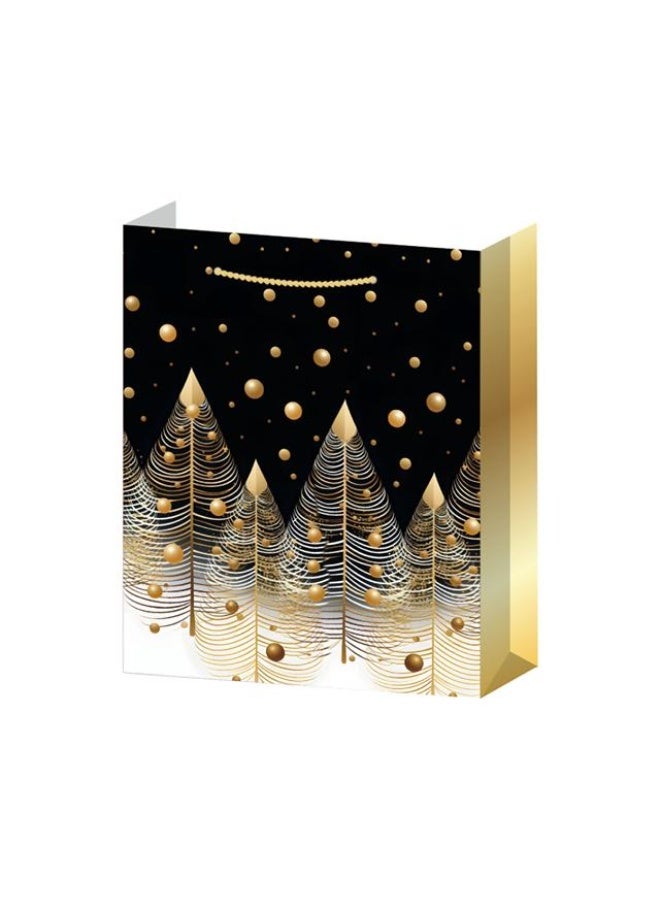 Gift Bag Black & 4 Gold Tree - 26x32x10cm