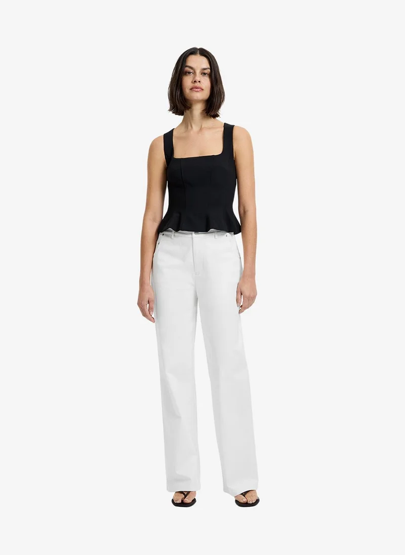 French Connection Women's Black Azra Twill Peplum Top
