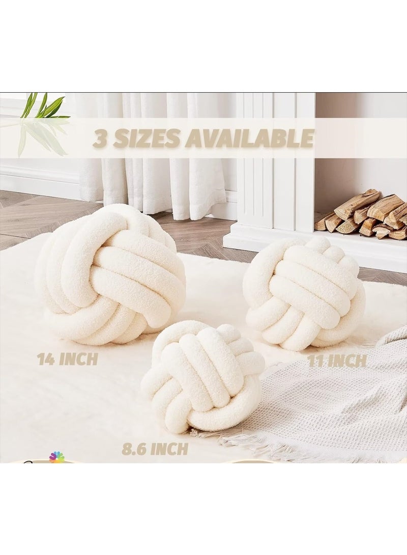 وسادة الكرة المرتبطة، وسادة منزلية ديكورية ناعمة مستديرة، وسادة منسوجة يدوية مصنوعة من الخيوط المرتبطة، وسادة مستديرة منسوجة بأسلوب بوكيل (8.6 بوصة، اللون الفصيح) - Image 2