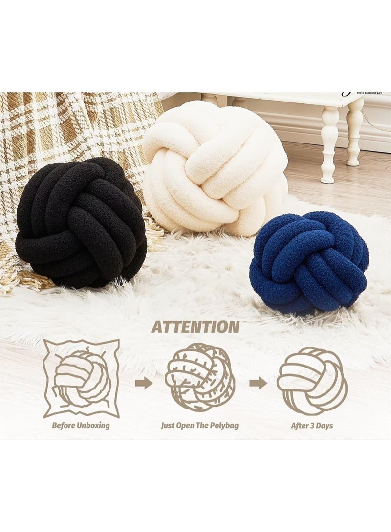 وسادة الكرة المرتبطة، وسادة منزلية ديكورية ناعمة مستديرة، وسادة منسوجة يدوية مصنوعة من الخيوط المرتبطة، وسادة مستديرة منسوجة بأسلوب بوكيل (8.6 بوصة، اللون الفصيح) - Image 5