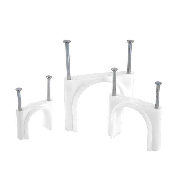 NEW WARE (15 مم) مشابك سلكية مع مسامير SS لإدارة الكابلات، منظم أسلاك، مشابك سلكية دائرية لتعليق الكابلات على الحائط (50) - Image 1