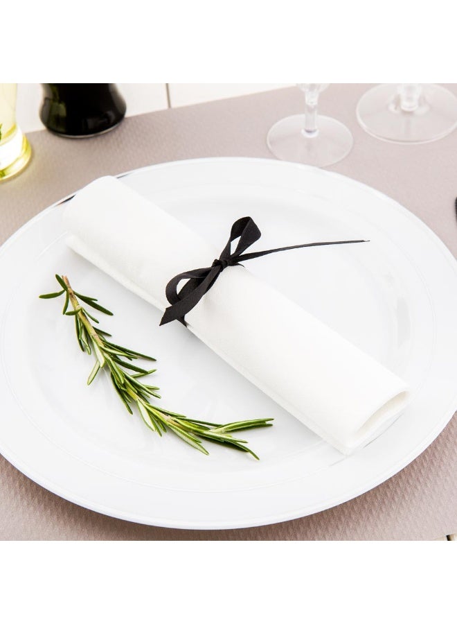 Restaurantware 7.3 Inch x 2 Inch Plastic Cutlery Sets, 100 With White Napkin Plastic Flatware Sets - Black Ribbon, Black Plastic Disposable Silverware Sets, For Parties Or Take Outs - Image 3