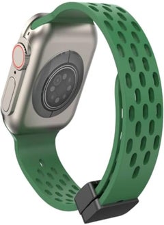 Compatible with Apple Watch Band 42mm 44mm 45mm 49mm, Soft Durable Silicone Sport Replacement Strap with Strong Magnetic Closure, Breathable Sport Strap