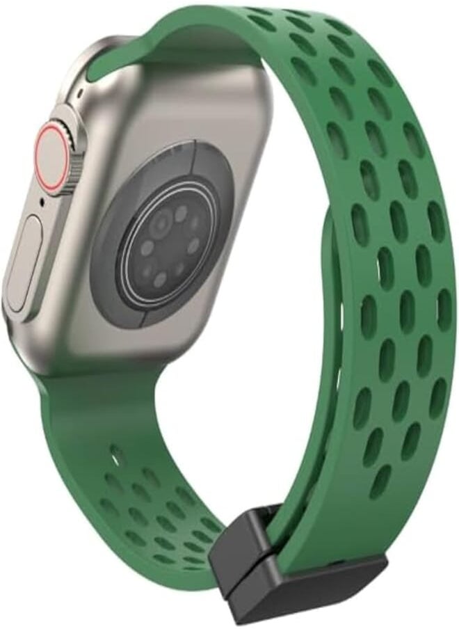 Generic - Compatible with Apple Watch Band 42mm 44mm 45mm 49mm, Soft Durable Silicone Sport Replacement Strap with Strong Magnetic Closure, Breathable Sport Strap - Image 1
