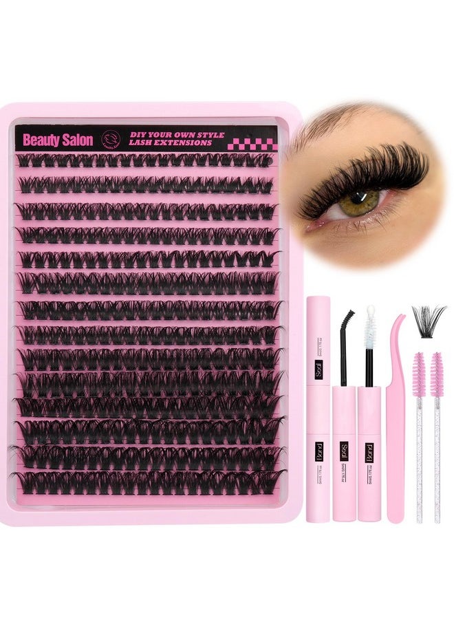 أليس - مجموعة وصلات الرموش DIY D Curl Fluffy Wispy Lash Clusters مجموعة وصلات الرموش الفردية مع رابطة الرموش وأداة وضع الختم للتطبيق الذاتي في المنزل (80P280Pcsmix1016Mm0.07D) - Image 1