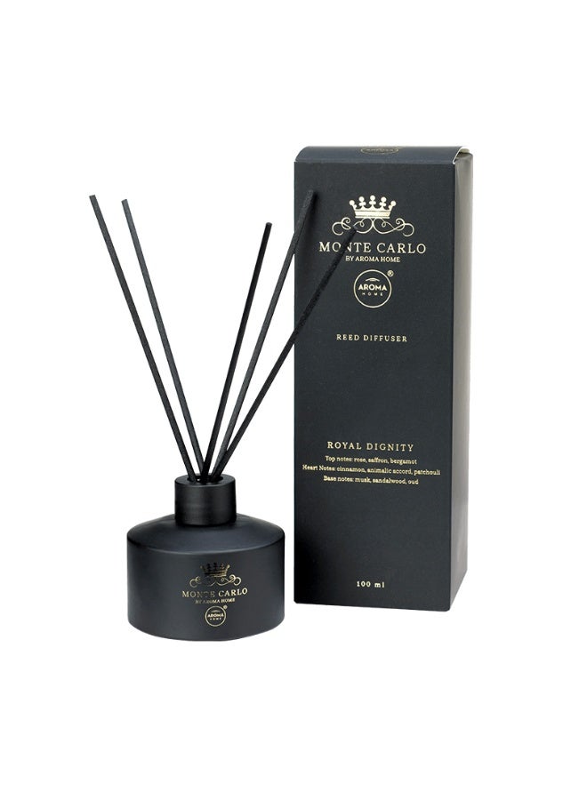 Aroma Home Reed Diffuser - Monte Carlo Royal Dignity | 100ml | Luxury Home Fragrance with Essential Oils | Long-Lasting Scent | Made in Poland