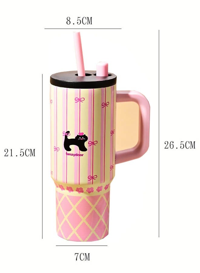 XiuWoo Tumbler with Handle and Straw 710ML Flowstate 3-Position Lid | Cup Holder Compatible for Travel | Insulated Stainless Steel Cup | BPA-Free | - Image 2