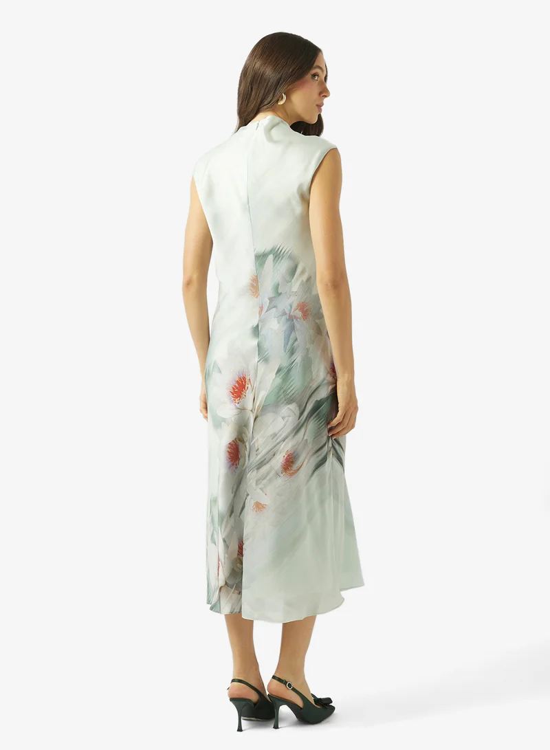 Ted Baker  Floral Print Drape Neck Sleeveless Midi Dress for Women | Best Price UAE