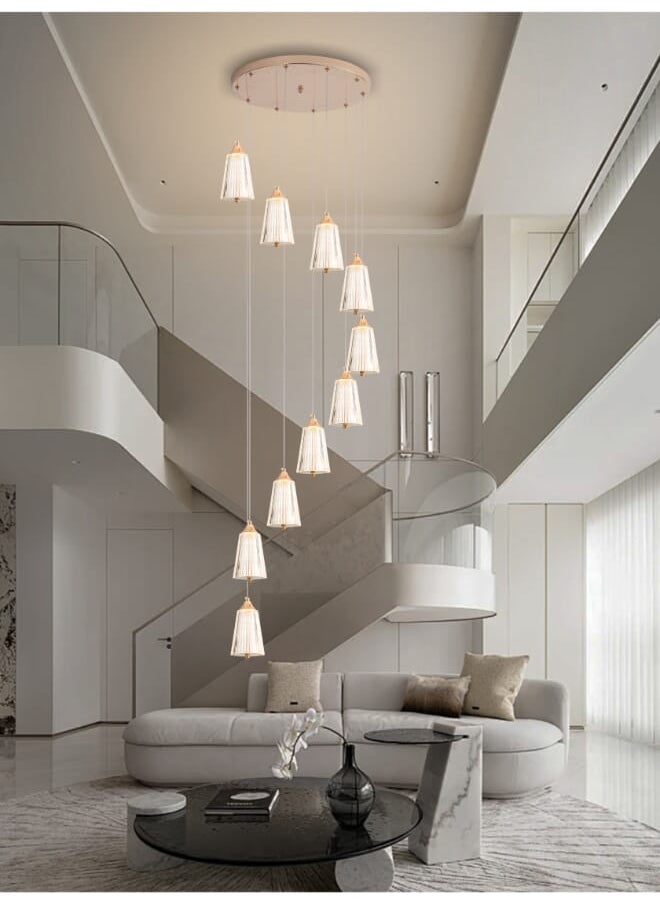 Best Power Modern 10-Light LED Hanging Chandelier 6638-10 with 3 Lighting Levels, 250 cm Adjustable Length, 40W - Ideal for Hallways, Stairs, and Entrances  - Image 1