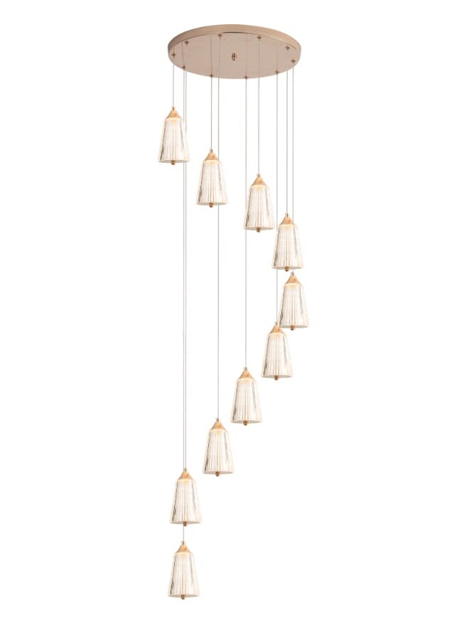 Best Power Modern 10-Light LED Hanging Chandelier 6638-10 with 3 Lighting Levels, 250 cm Adjustable Length, 40W - Ideal for Hallways, Stairs, and Entrances  - Image 2