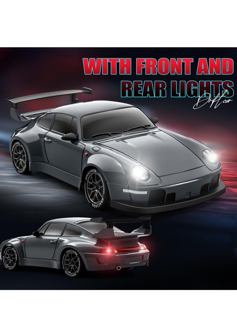 Y&D RC Drift Car 1:24 Remote Control Car for Kids 20KM/H 4WD High Speed RC Cars with LED Lights Two Batteries Extra Drifting Tires Vehicle for Adults Boys Girls - Image 4