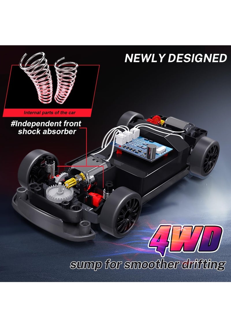 Y&D RC Drift Car 1:24 Remote Control Car for Kids 20KM/H 4WD High Speed RC Cars with LED Lights Two Batteries Extra Drifting Tires Vehicle for Adults Boys Girls - Image 3