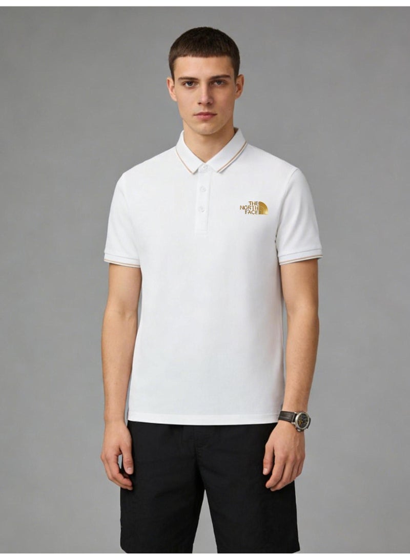 The North Face Contrast Trim Polo Shirt | Premium Moisture-Wicking Piqué Cotton Short Sleeve Casual Top with Gold Logo Embroidery - Image 5