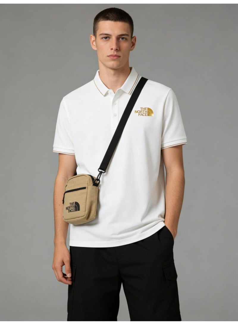 The North Face Contrast Trim Polo Shirt | Premium Moisture-Wicking Piqué Cotton Short Sleeve Casual Top with Gold Logo Embroidery - Image 3
