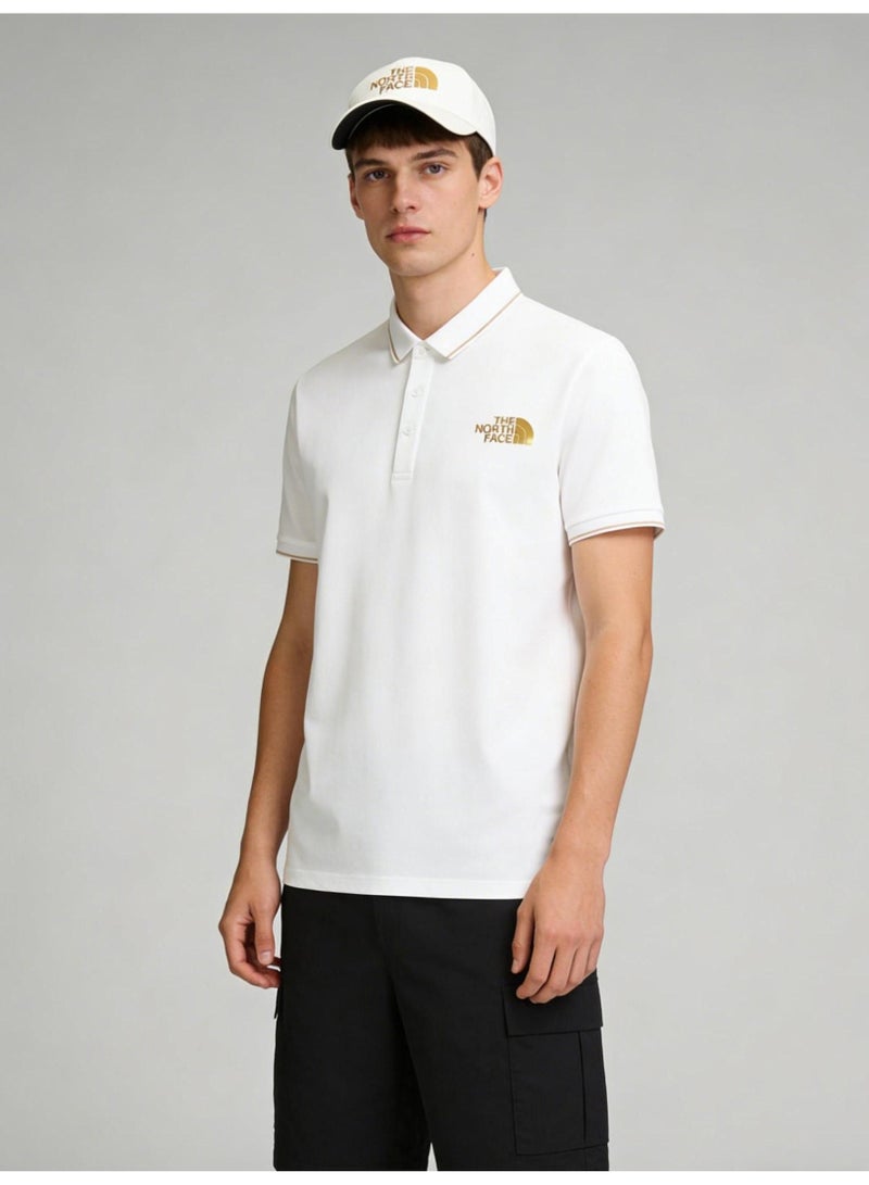 The North Face Contrast Trim Polo Shirt | Premium Moisture-Wicking Piqué Cotton Short Sleeve Casual Top with Gold Logo Embroidery - Image 4