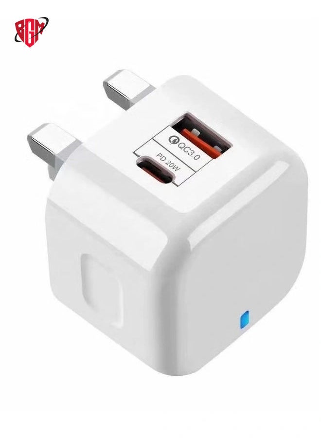 BGM - 20W USB C PD Fast Charger, Dual Port Type-C QC3.0 Wall Adapter, compatible with iPhone 13/12/12 Mini/12 Pro/12 Pro Max,AirPods Pro (Without Cable, White) - Image 1