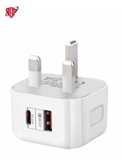 20W USB C PD Fast Charger, Dual Port Type-C QC3.0 Wall Adapter, compatible with iPhone 13/12/12 Mini/12 Pro/12 Pro Max,AirPods Pro (Without Cable, White)