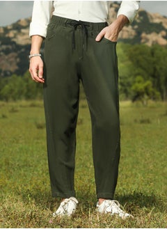 Campus Sutra Men's Sacramento Green Tapered Tailored Trousers  - Image 2