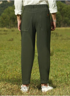 Campus Sutra Men's Sacramento Green Tapered Tailored Trousers  - Image 5