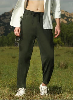 Campus Sutra Men's Sacramento Green Tapered Tailored Trousers  - Image 1