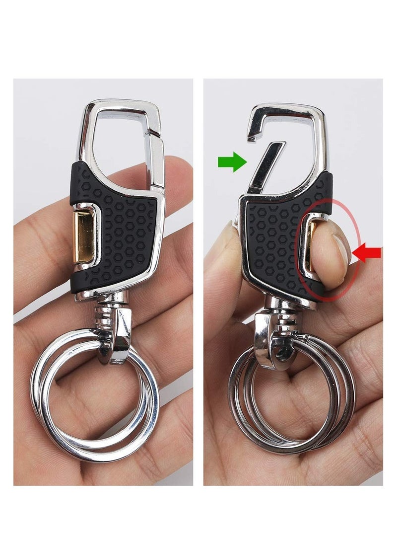 Excefore 2 Pack Key Chain with (Gift Box) Heavy Duty Car Keychain with 2 Metal Key Rings Carabiner Keychians-Black and Brown - Image 3