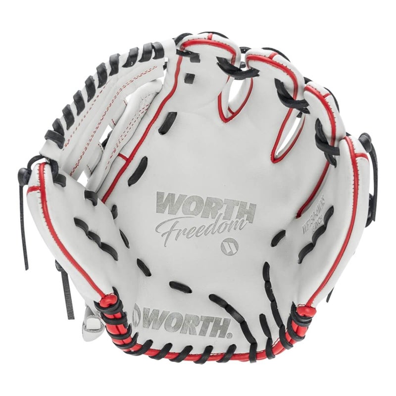 Worth | FREEDOM SERIES Slowpitch Softball Glove | 13 Inch | White/Navy/Red | Left Hand Throw - Image 4