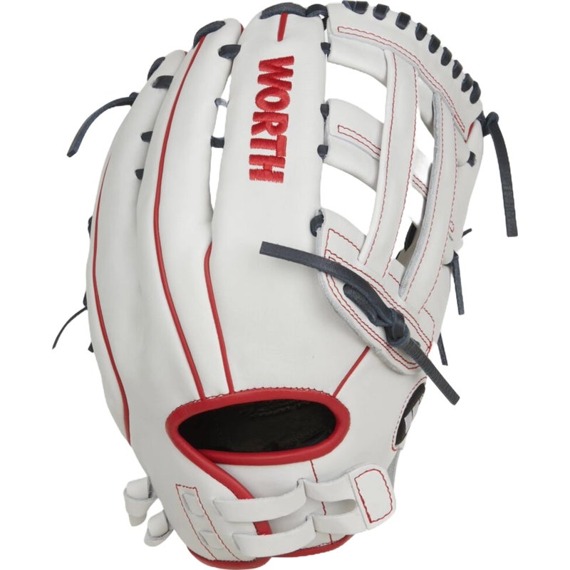 Worth | FREEDOM SERIES Slowpitch Softball Glove | 13 Inch | White/Navy/Red | Left Hand Throw - Image 5