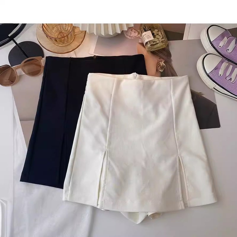 Fall 2023 High Waist Culottes A- Line Split Girl Short Skirt Women'S Design Sense Niche Hip Skirt - Image 4
