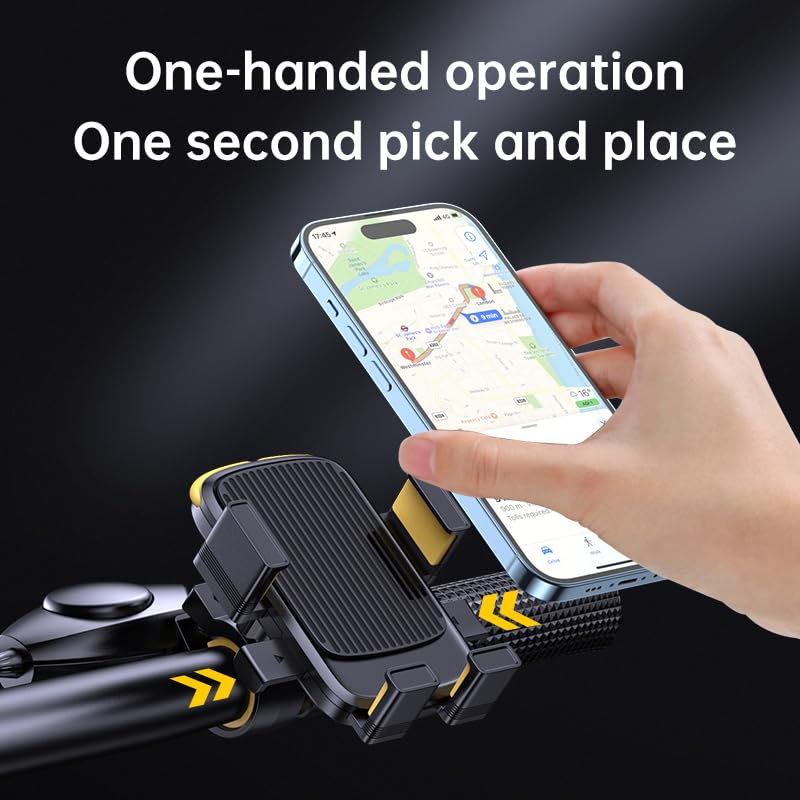 Glangeh Mobile Holder for Bike with Adjustable Locking, 360° Rotation, Real Mirror Mount, Shock Proof Rubber String Grip Hold, one Touch Lock Support Fits 4.7"-7.2" Smartphones(J38+W15) - Image 2