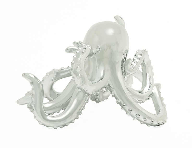 Deco 79 Polystone Octopus Decorative Sculpture Home Decor Statue with Long Tentacles and Suctions Detailing Accent Figurine 12 x 7 x 7 Silver