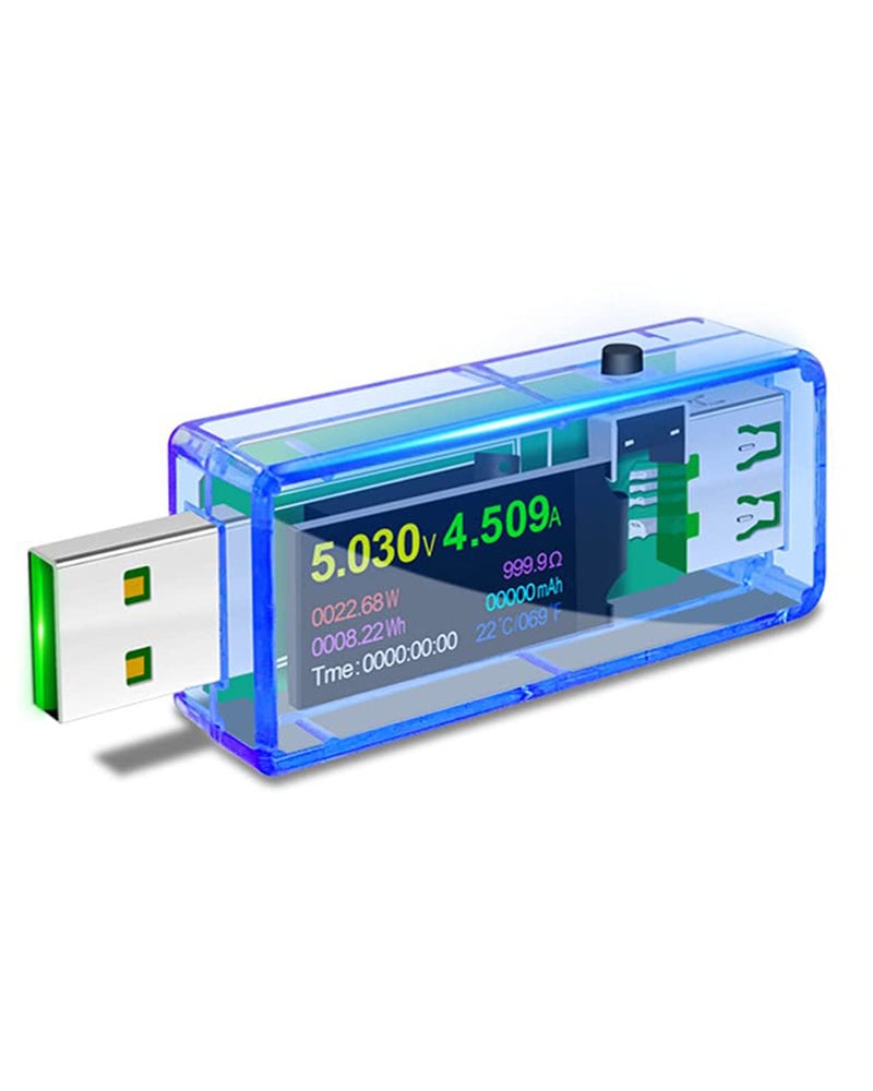 USB 30 Tester Eversame IPS Color Display Digital Multimeter Voltmeter Current and Voltage Monitor DC 51A30V150W Power Meter Tester Test Speed of Chargers Cables Capacity of Power BanksBlue