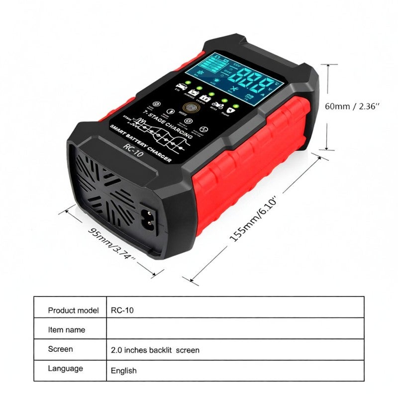 Konnwei RC-10 12V 10A & 24V 5A Battery Charger Battery Pulse Repair Tool for Lead-acid Automotive, Marine, Deep-cycle Batteries - Image 3
