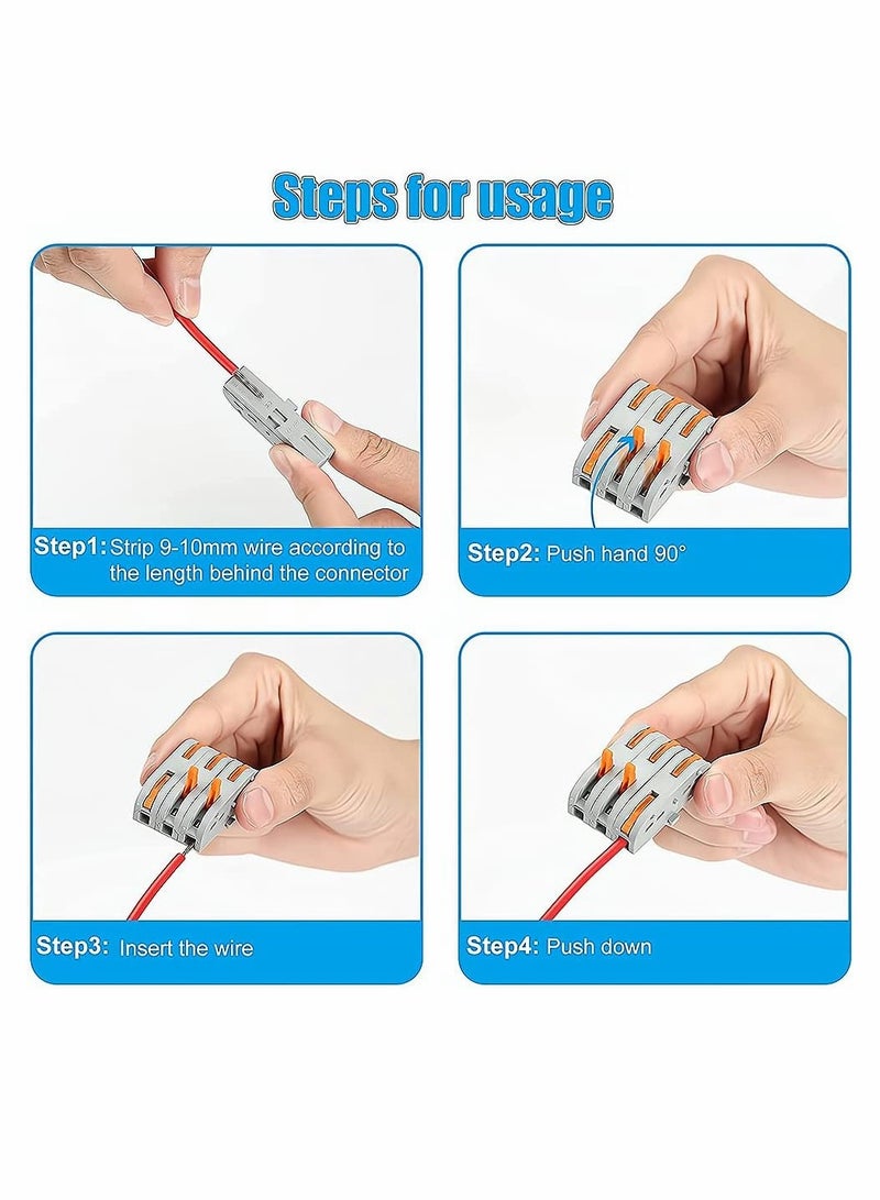 KASTWAVE Compact Wire Conductor Connector Wiring Connector One-to-One Quick Terminal Block Splicing Connectors Assortment Conductor Can Splicing into 2 3 4 5 6 Way 50 Pcs - Image 5