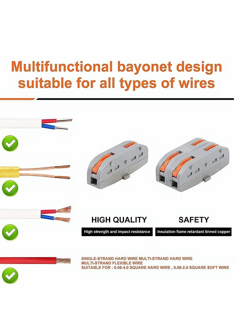 KASTWAVE Compact Wire Conductor Connector Wiring Connector One-to-One Quick Terminal Block Splicing Connectors Assortment Conductor Can Splicing into 2 3 4 5 6 Way 50 Pcs - Image 3