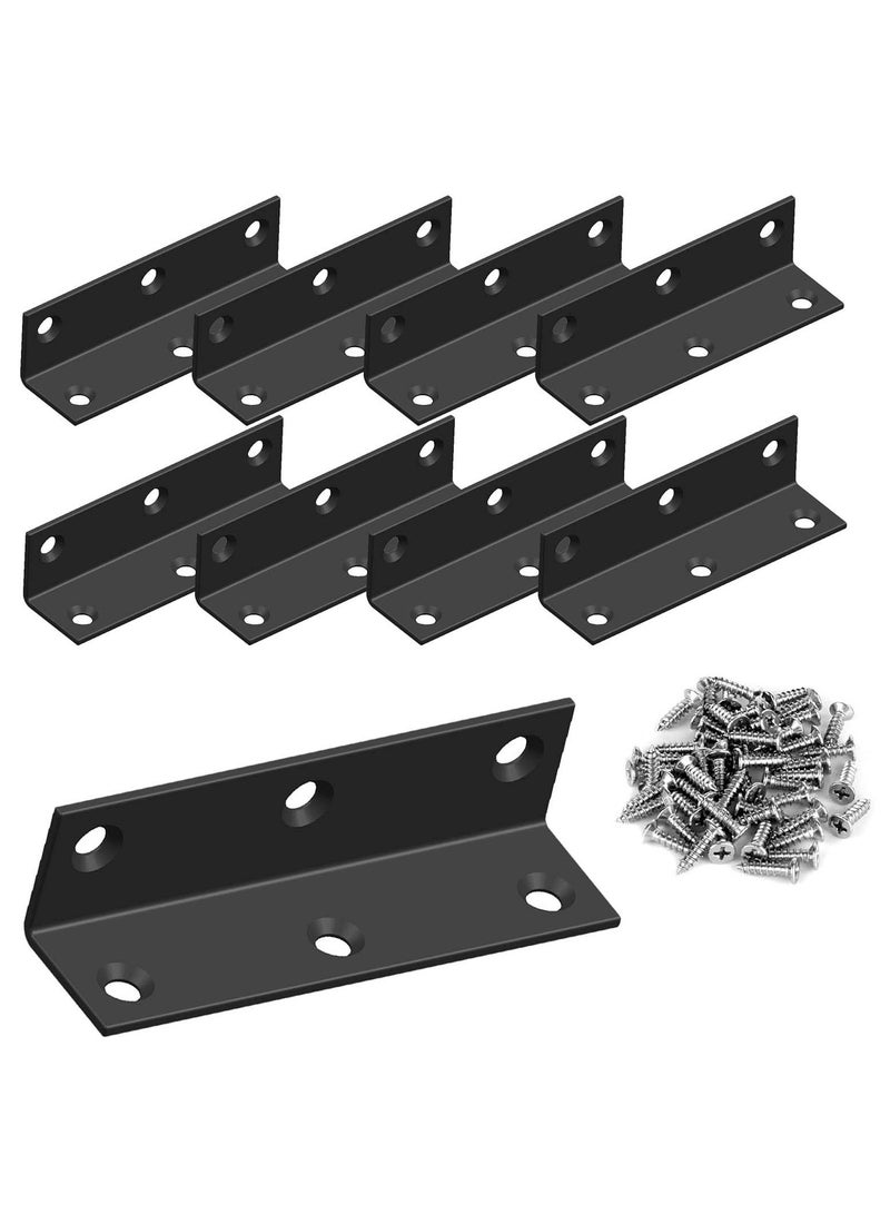 Heavy Duty L Bracket, 3.2inch Stainless Steel Corner Brace, Black Metal Shelf Brackets for Wood, Durable u0026 Stylish Support - Image 1