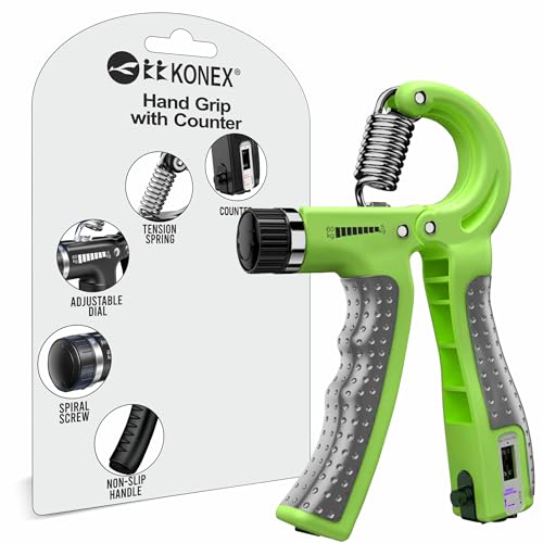 Konex Adjustable Hand Gripper with Counter | 5–60 Kg Resistance | Anti-Slip Grip Hand Strengthener | Ideal for Forearm, Wrist & Finger Workout Equipment for Home & Gym Training (Green) - Image 1