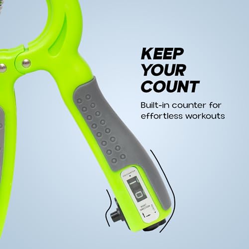 Konex Adjustable Hand Gripper with Counter | 5–60 Kg Resistance | Anti-Slip Grip Hand Strengthener | Ideal for Forearm, Wrist & Finger Workout Equipment for Home & Gym Training (Green) - Image 4