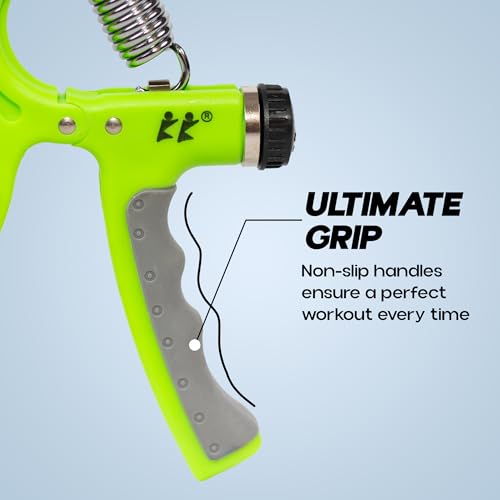 Konex Adjustable Hand Gripper with Counter | 5–60 Kg Resistance | Anti-Slip Grip Hand Strengthener | Ideal for Forearm, Wrist & Finger Workout Equipment for Home & Gym Training (Green) - Image 5