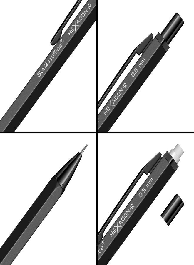 Scrikss 0.5 mm Cute Aesthetic Mechanical Clutch Lead Pen Pencil | for Drafting Sketching Drawing | Black Penpencil | Hexagon-R - Image 3