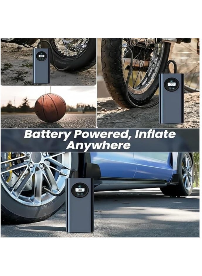 Generic Inflator Rechargeable Portable Air Compressor, 3000mAh Rechargeable Battery Tyre Inflator LCD Display Air Pump Inflator for Car Tyre, Motorcycle, Bike, Basketball, Other of inflatables  - Image 3