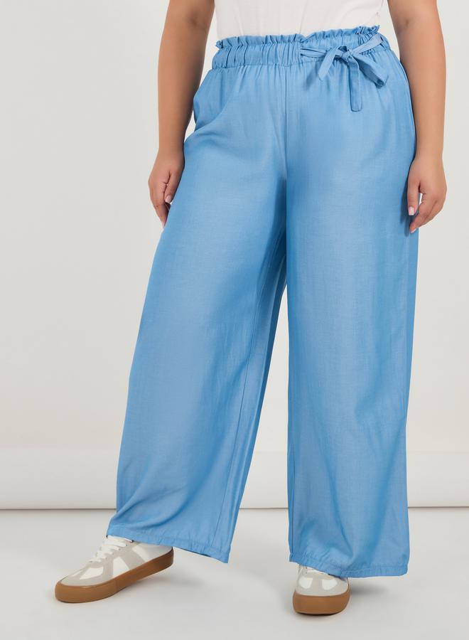 Styli Plus Size High Rise Drawstring Paper Bag Waist Pants - Image 2