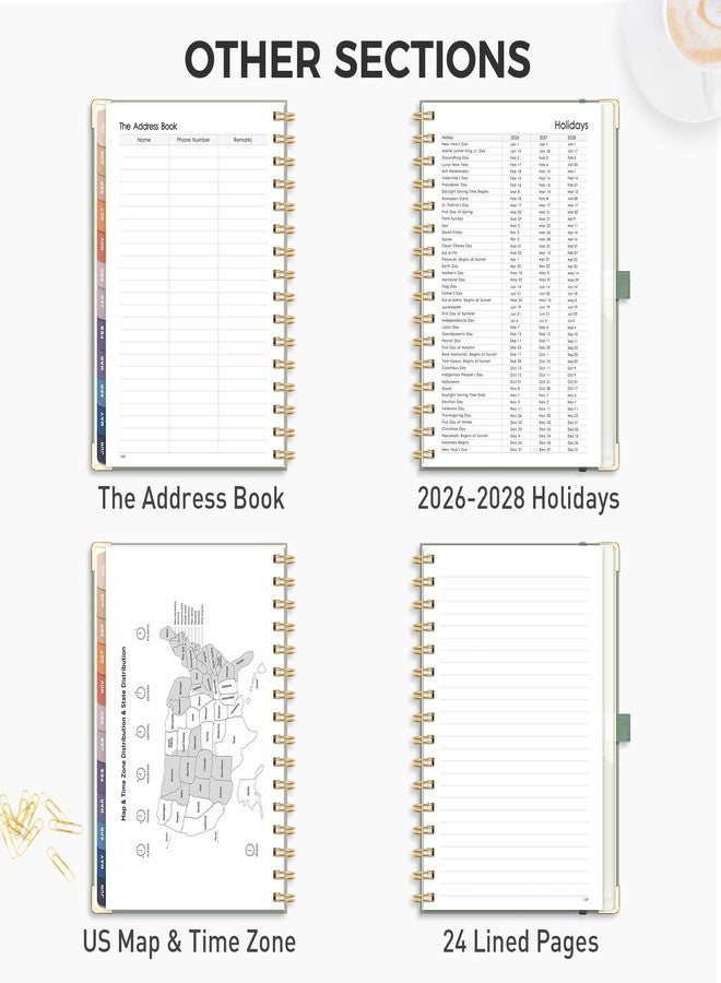 RETTACY Academic Planner 2026-2027, Weekly and Monthly, July 2026 - June 2027, Medium Size (5.7" x 8.3"), Calendar, Agenda, 12-Month Tabs, Hardcover, for Student, Teacher, School (Light Green) - Image 5