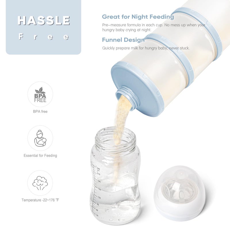 Termichy Stackable Formula Dispenser Portable Milk Powder Container, 2 Pack, Misty Blue - Image 4