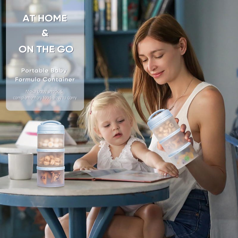 Termichy Stackable Formula Dispenser Portable Milk Powder Container, 2 Pack, Misty Blue - Image 5