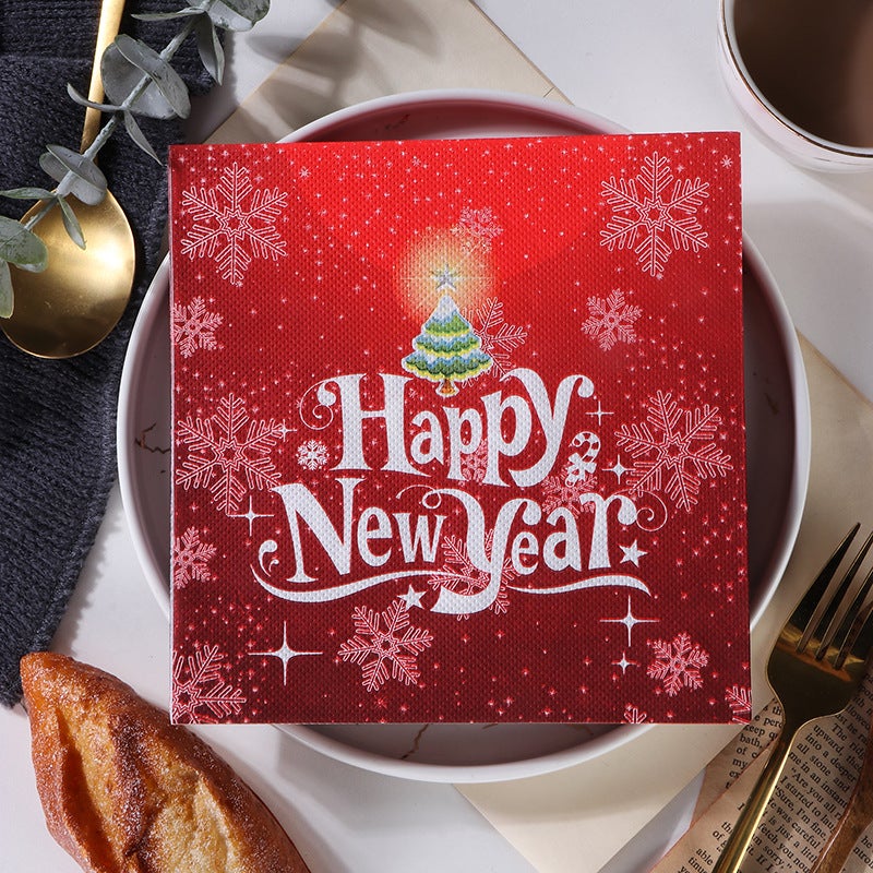 Painted Christmas Spot New Disposable Printed Napkin Facial Tissue Handkerchief Paper Party Tissue - Image 1