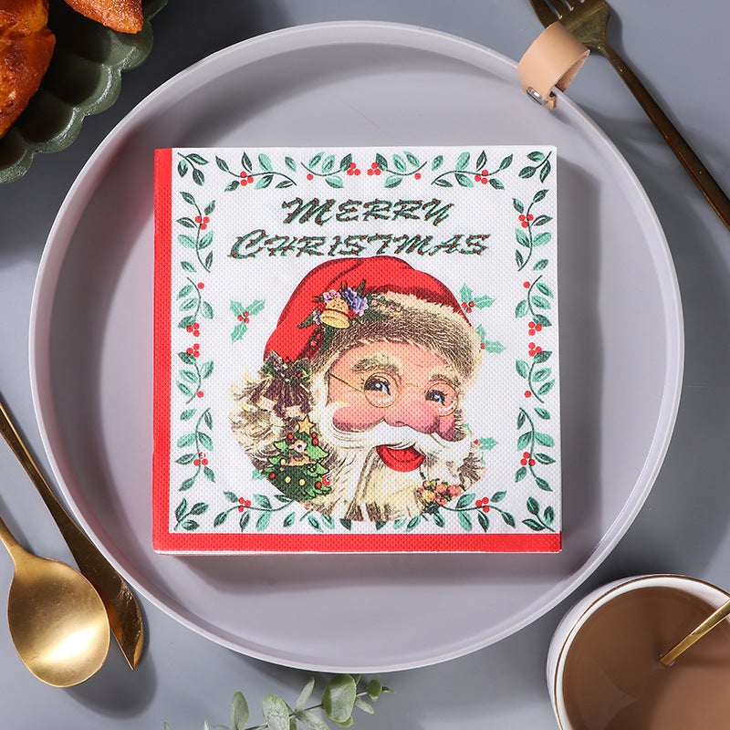 Painted Christmas Spot New Disposable Printed Napkin Facial Tissue Handkerchief Paper Party Tissue - Image 4