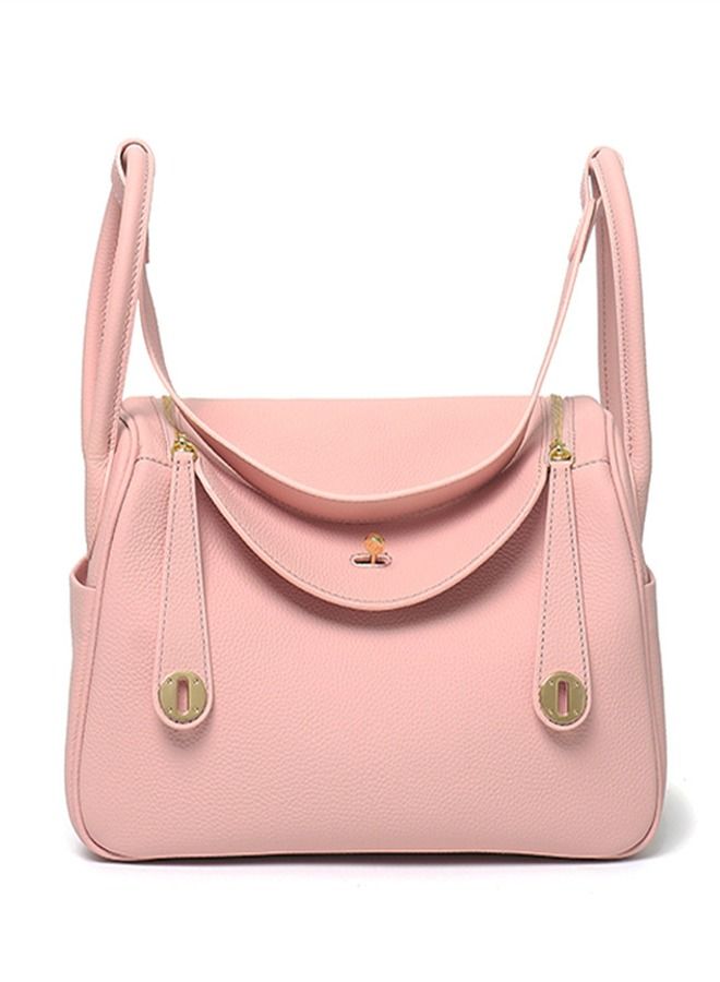 Loquat Leather One-Shoulder Portable Pillow Bag Pink  - Image 1