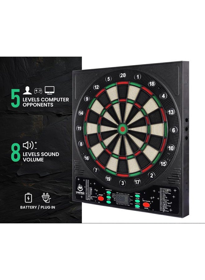 win.max Electronic Dart Board, LED Display Automatic Scoring Dartboard Sets for Adults with 12 Darts 100 Soft Tips, Dart Board Electronic Scoreboard, Power Adapter, Outdoor - Image 3