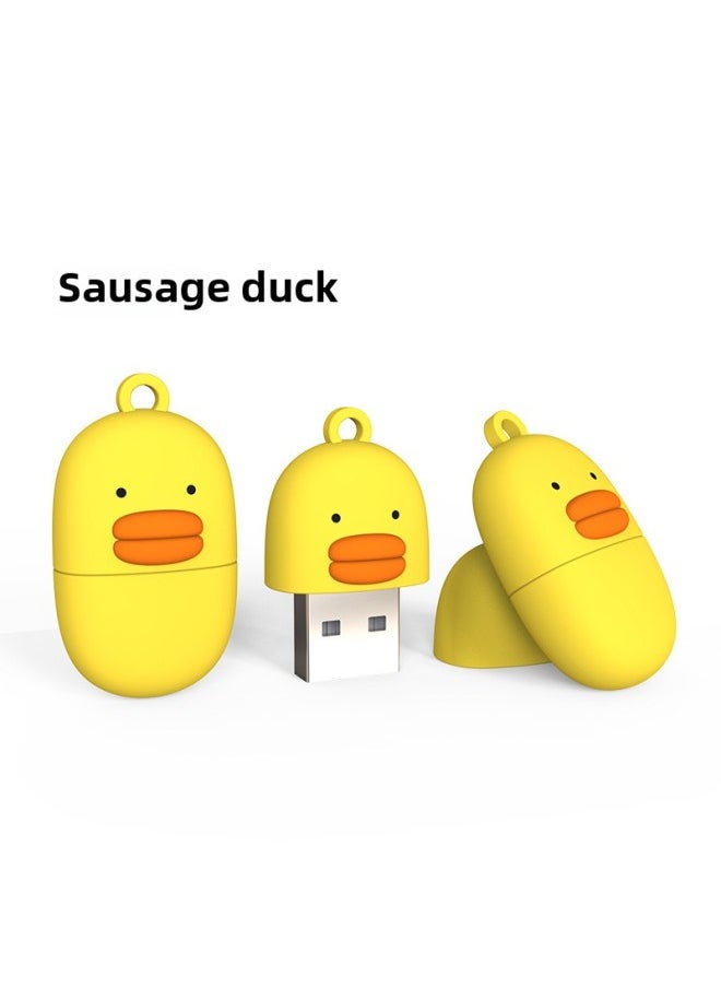 Creative Mini Mobile Phone Computer Cartoon Dual-use U Disk Cute Personality U Disk Student Usb Computer U Disk-Color:Sausage Duck-Capacity:4GB  - Image 1